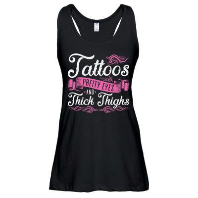 Tattoos Pretty Eyes And Thick Thighs Ladies Essential Flowy Tank