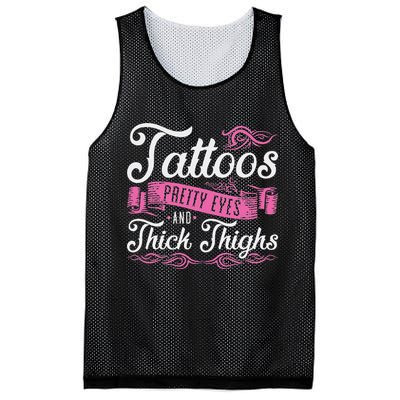 Tattoos Pretty Eyes And Thick Thighs Mesh Reversible Basketball Jersey Tank