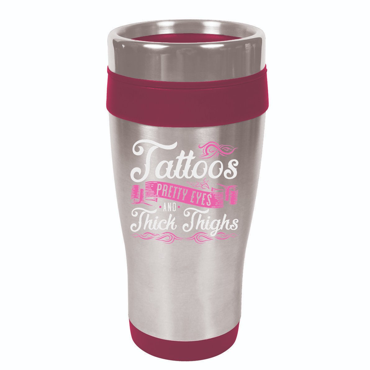 Tattoos Pretty Eyes And Thick Thighs 16oz Travel Tumbler