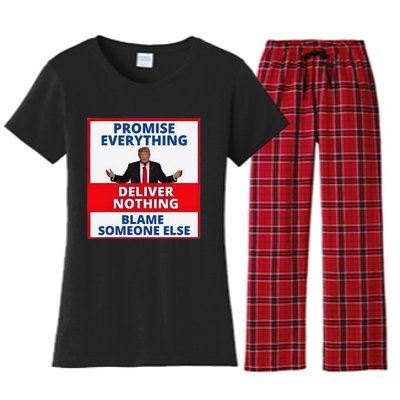 Trump Promise Everything Deliver Nothing Blame Someone Else Women's Flannel Pajama Set