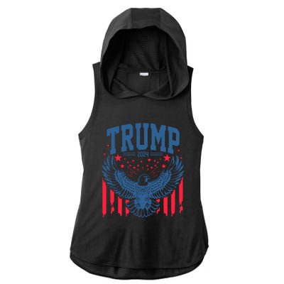 Trump President Eagle 2024 Ladies PosiCharge Tri-Blend Wicking Draft Hoodie Tank