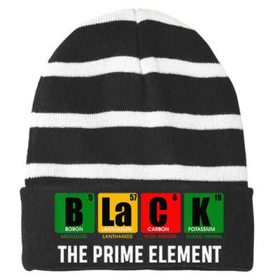 The Prime Element Black History Month Afro Roots Melanin Striped Beanie with Solid Band