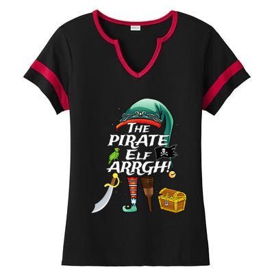 The Pirate Elf ARRGH Matching Family Christmas Pirate Ladies Halftime Notch Neck Tee