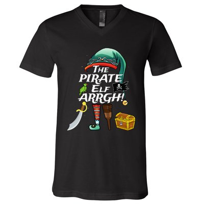 The Pirate Elf ARRGH Matching Family Christmas Pirate V-Neck T-Shirt