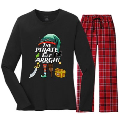 The Pirate Elf ARRGH Matching Family Christmas Pirate Women's Long Sleeve Flannel Pajama Set 