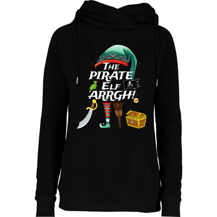 The Pirate Elf ARRGH Matching Family Christmas Pirate Womens Funnel Neck Pullover Hood