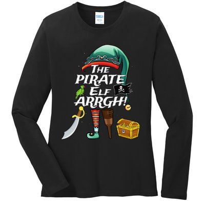 The Pirate Elf ARRGH Matching Family Christmas Pirate Ladies Long Sleeve Shirt