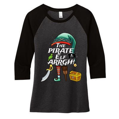 The Pirate Elf ARRGH Matching Family Christmas Pirate Women's Tri-Blend 3/4-Sleeve Raglan Shirt