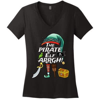 The Pirate Elf ARRGH Matching Family Christmas Pirate Women's V-Neck T-Shirt