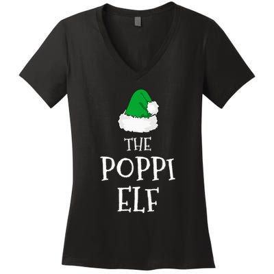 The Poppi Elf Christmas Family Matching Pj Pajama Xmas  Women's V-Neck T-Shirt