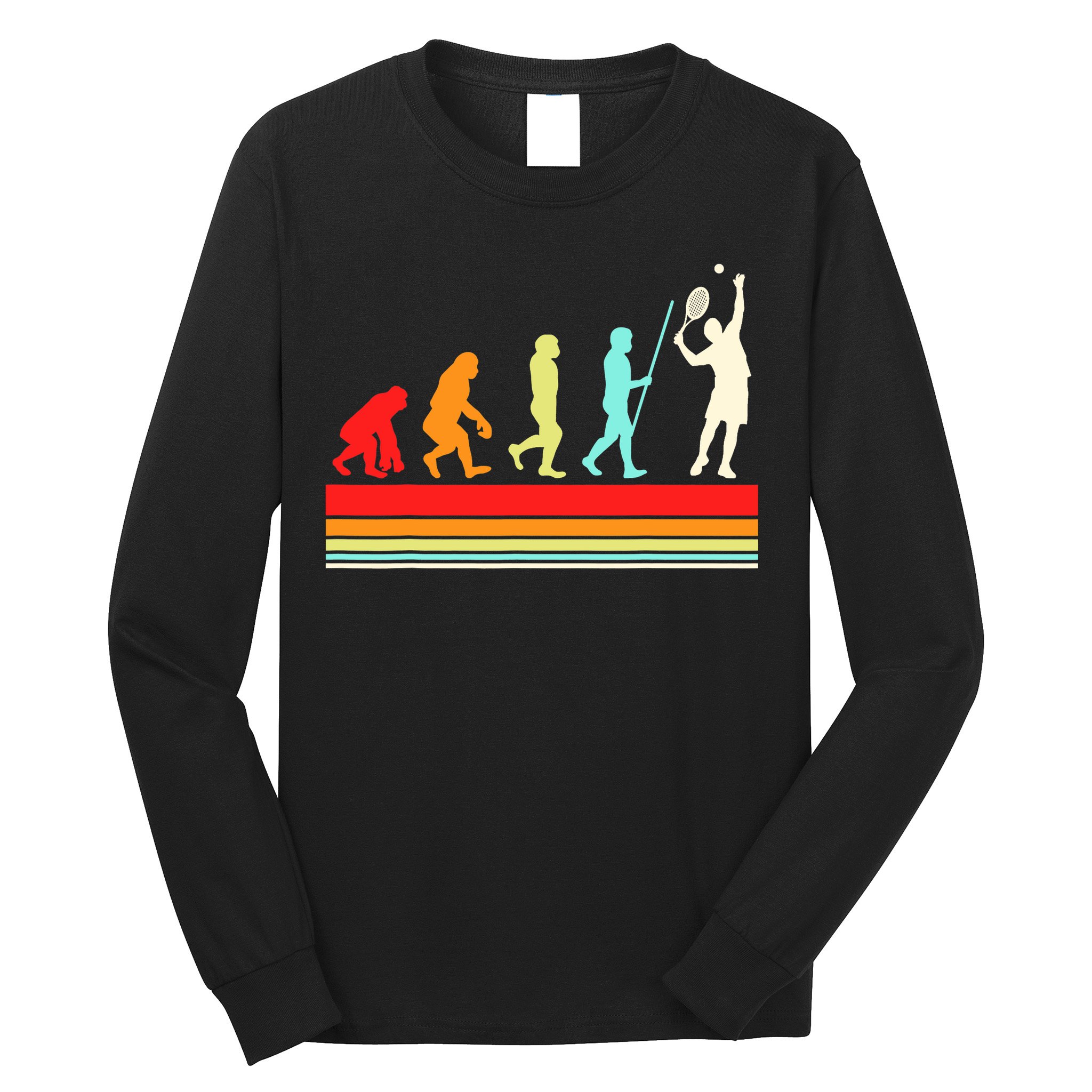 Tennis Player Evolution Retro Vintage Color Long Sleeve Shirt