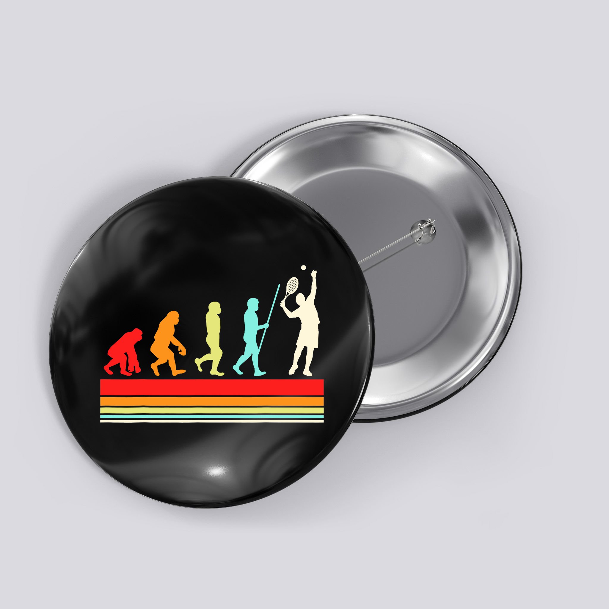 Tennis Player Evolution Retro Vintage Color Button