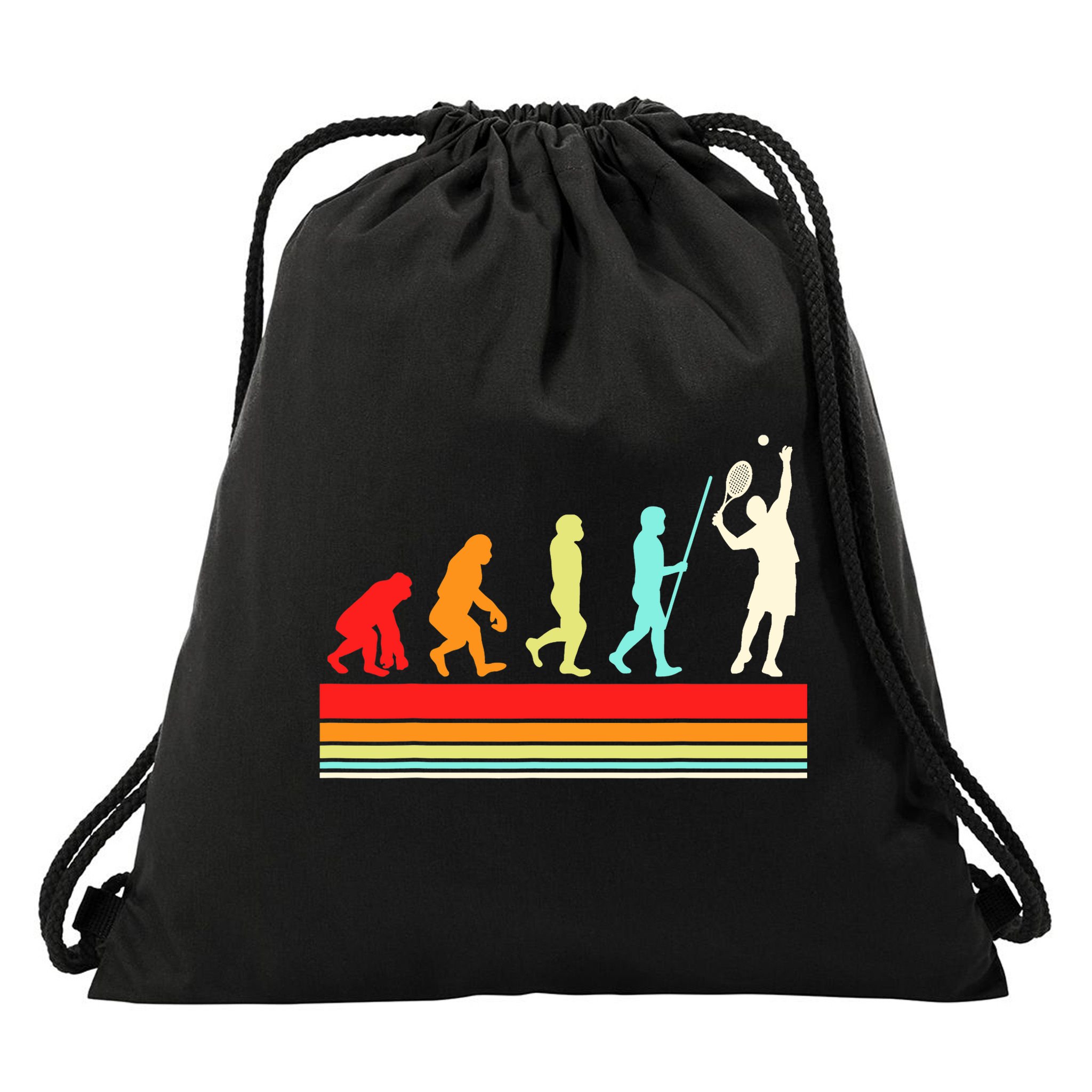 Tennis Player Evolution Retro Vintage Color Drawstring Bag