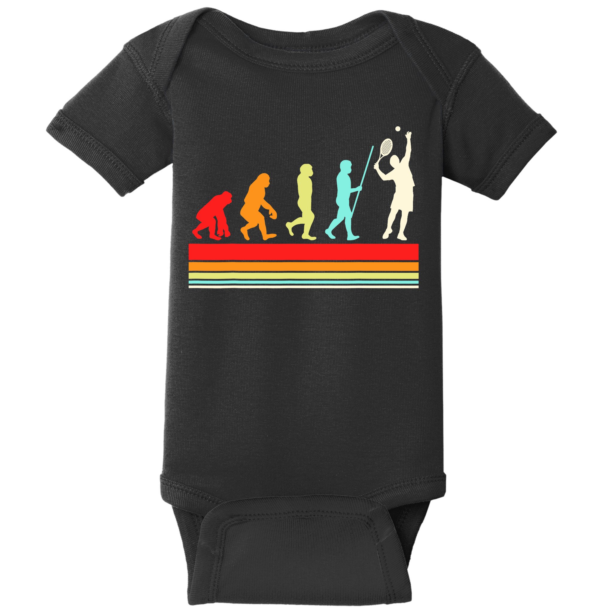 Tennis Player Evolution Retro Vintage Color Baby Bodysuit