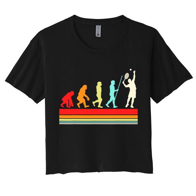 Tennis Player Evolution Retro Vintage Color Women's Crop Top Tee