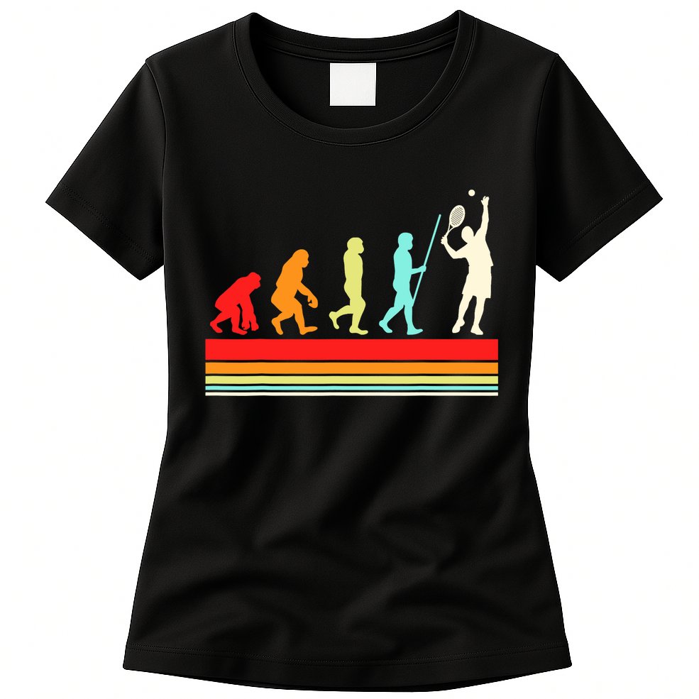 Tennis Player Evolution Retro Vintage Color Womens T-Shirt
