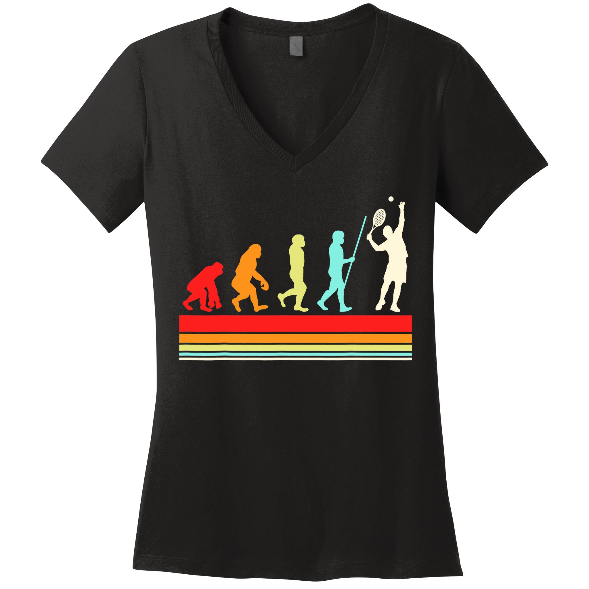 Tennis Player Evolution Retro Vintage Color Women's V-Neck T-Shirt