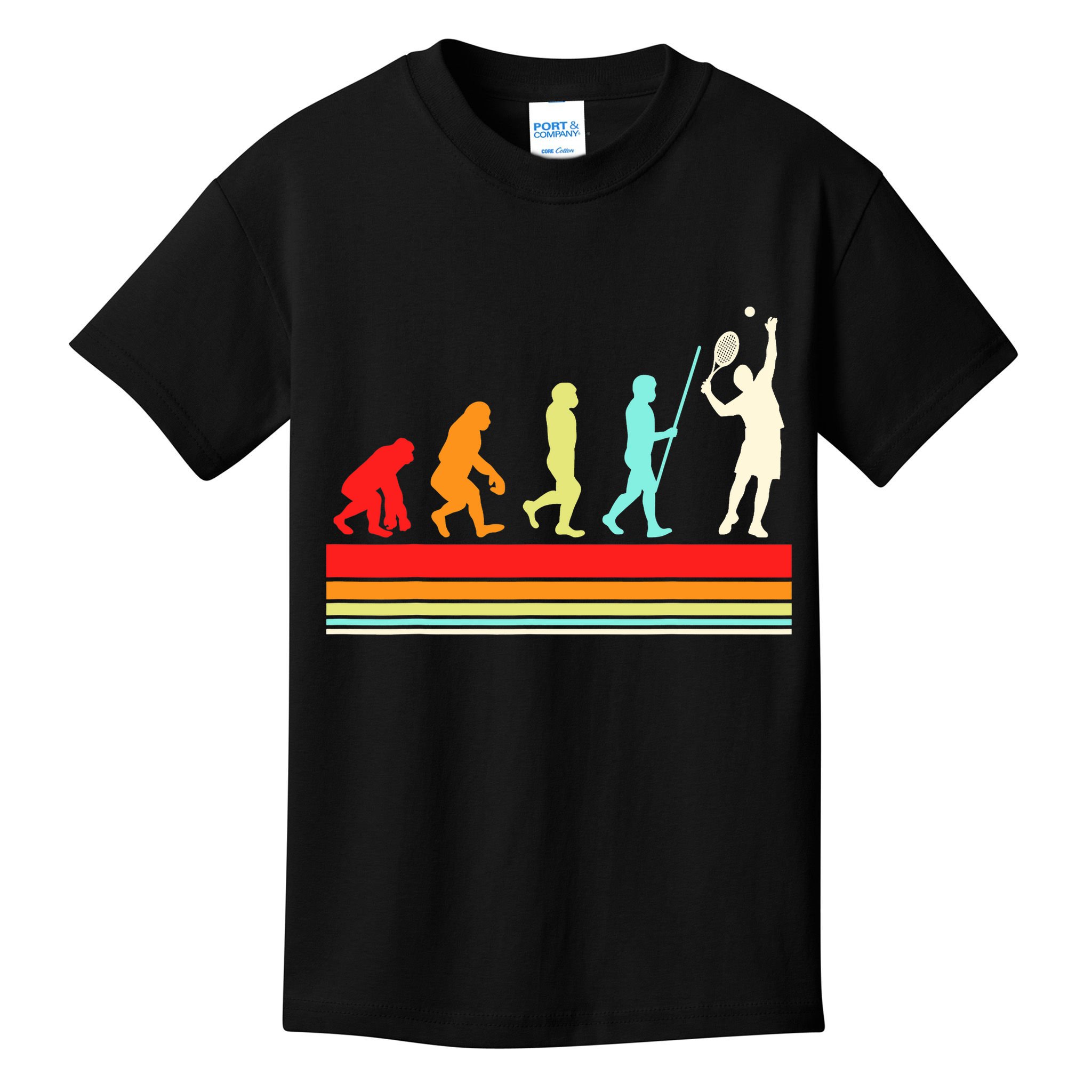 Tennis Player Evolution Retro Vintage Color Kids T-Shirt