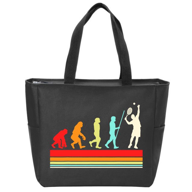 Tennis Player Evolution Retro Vintage Color Zip Tote Bag