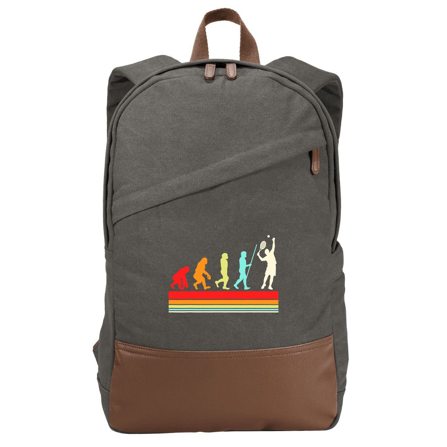 Tennis Player Evolution Retro Vintage Color Cotton Canvas Backpack