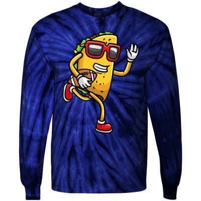 Taco Playing Football Mexican Cinco De Mayo Tie-Dye Long Sleeve Shirt