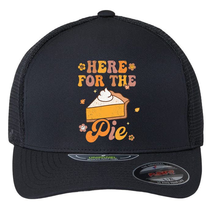 Thanksgiving Pumpkin Fall Vibes Retro Groovy Harvest Flexfit Unipanel Trucker Cap