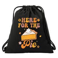 Thanksgiving Pumpkin Fall Vibes Retro Groovy Harvest Drawstring Bag