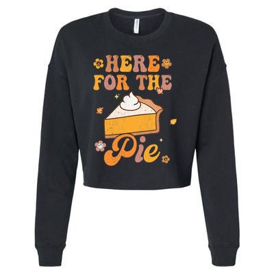 Thanksgiving Pumpkin Fall Vibes Retro Groovy Harvest Cropped Pullover Crew