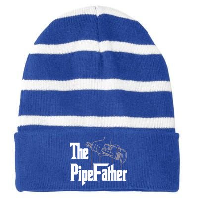 The Pipefather Funny Plumber Dad Fathers Day Gift Striped Beanie with Solid Band