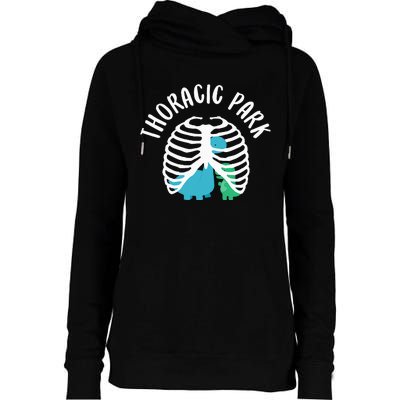 Thoracic Park Funny Dinosaur Nurse Squad Nursing Student Womens Funnel Neck Pullover Hood