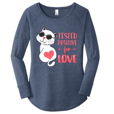 Tested Positive For Love Valentine's Day Couples Cat Pajama Gift Women's Perfect Tri Tunic Long Sleeve Shirt