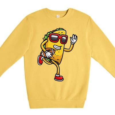 Taco Playing Football Mexican Cinco De Mayo Premium Crewneck Sweatshirt