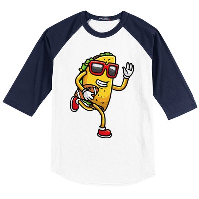 Taco Playing Football Mexican Cinco De Mayo Baseball Sleeve Shirt