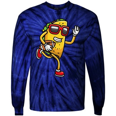 Taco Playing Football Mexican Cinco De Mayo Tie-Dye Long Sleeve Shirt