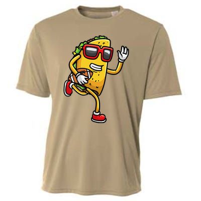 Taco Playing Football Mexican Cinco De Mayo Cooling Performance Crew T-Shirt