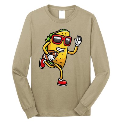 Taco Playing Football Mexican Cinco De Mayo Long Sleeve Shirt