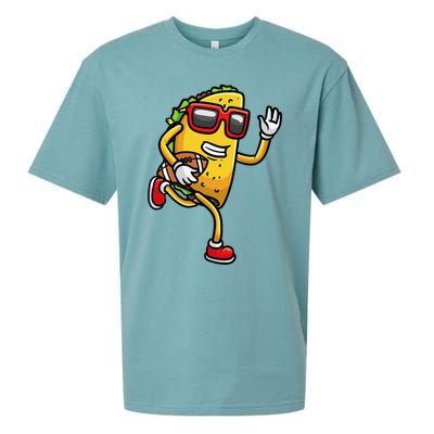 Taco Playing Football Mexican Cinco De Mayo Sueded Cloud Jersey T-Shirt