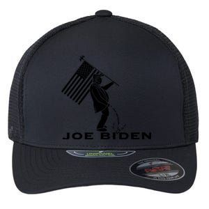 Donald Trump Pees On Joe Biden FJB Anti Biden American Flag Flexfit Unipanel Trucker Cap