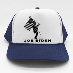 Donald Trump Pees On Joe Biden FJB Anti Biden American Flag Trucker Hat