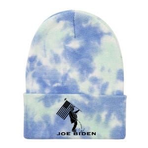 Donald Trump Pees On Joe Biden FJB Anti Biden American Flag Tie Dye 12in Knit Beanie