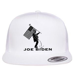 Donald Trump Pees On Joe Biden FJB Anti Biden American Flag Flat Bill Trucker Hat