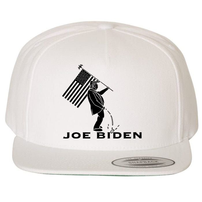 Donald Trump Pees On Joe Biden FJB Anti Biden American Flag Wool Snapback Cap