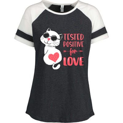 Tested Positive For Love Valentine's Day Couples Cat Pajama Gift Enza Ladies Jersey Colorblock Tee