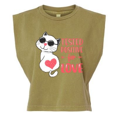 Tested Positive For Love Valentine's Day Couples Cat Pajama Gift Garment-Dyed Women's Muscle Tee