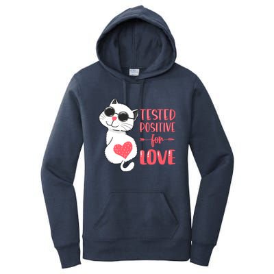 Tested Positive For Love Valentine's Day Couples Cat Pajama Gift Women's Pullover Hoodie