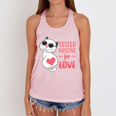 Tested Positive For Love Valentine's Day Couples Cat Pajama Gift Women's Knotted Racerback Tank