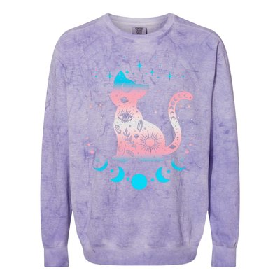 Transg Pride Flag Colors Astronomy Cat Colorblast Crewneck Sweatshirt