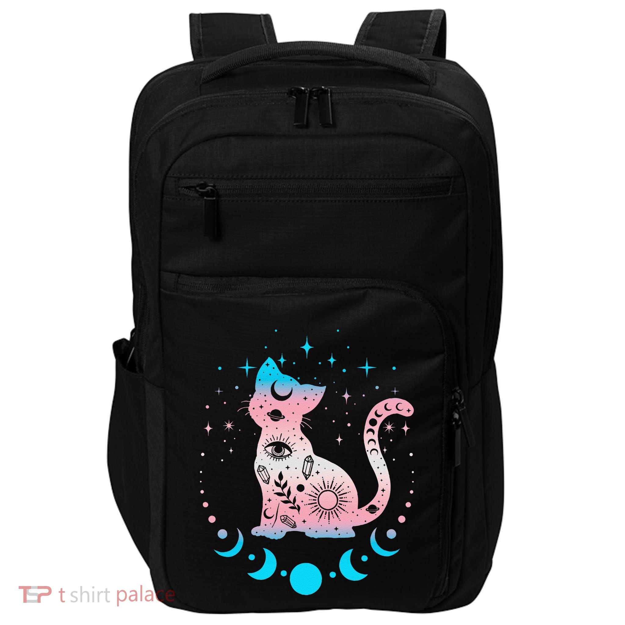 Transg Pride Flag Colors Astronomy Cat Impact Tech Backpack