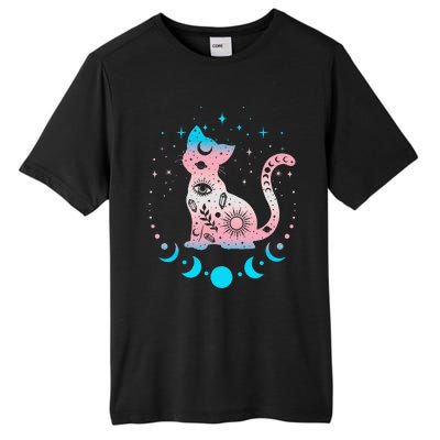 Transg Pride Flag Colors Astronomy Cat Tall Fusion ChromaSoft Performance T-Shirt