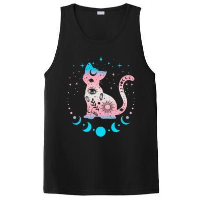 Transg Pride Flag Colors Astronomy Cat PosiCharge Competitor Tank